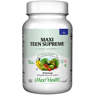 Maxi Health Teen Supreme His Multivitamin for Boys, Immune & Bone Support, 60 Capsules, Gluten-Free
