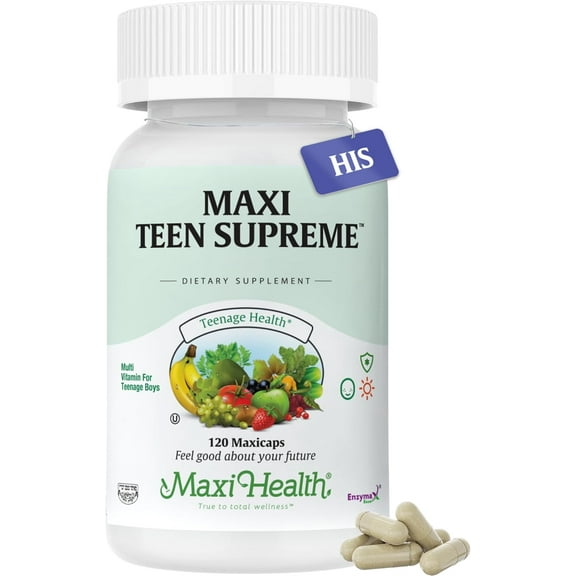 Maxi Health Teen Supreme His Multivitamin for Boys 12-17 – Immune, Energy & Bone Support – 120 Capsules