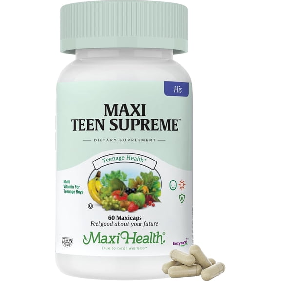 Maxi Health Teen Supreme HIS Multivitamin for Boys Ages 1217 Supports Bone, Energy & Immune Health 60 Capsules