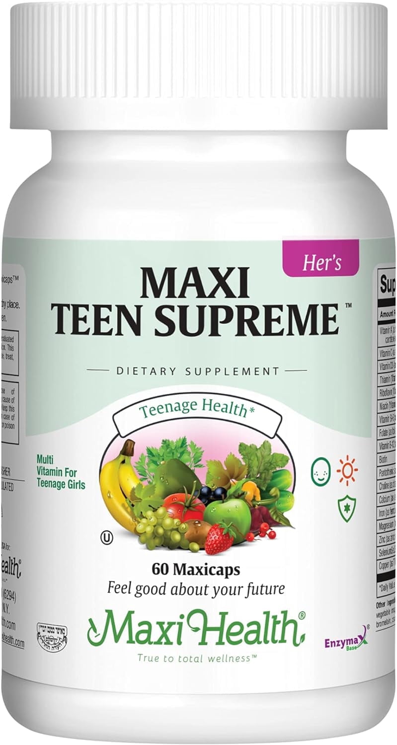 Maxi Health Teen Supreme Hers Teen Girls Multivitamin with D3, Iron, Calcium 60 MaxiCaps