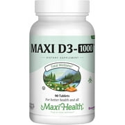 Maxi Health Vitamin D3 1000 IU   Bone & Immune Support   Vitamin D Supplement   90 Tablets   Kosher