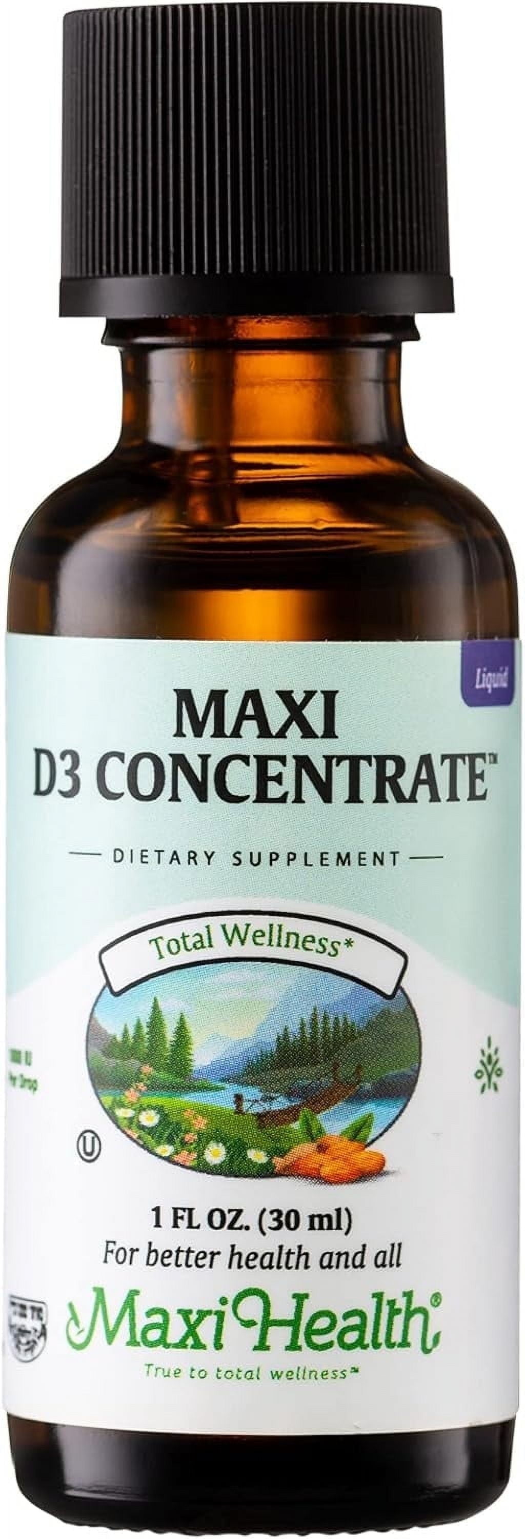 Maxi Health Vitamin D3 Concentrate – 1000 IU per Drop, Supports Bone & Immune Health, 1 fl oz