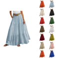 thumbnail image 1 of Maxi Linen Skirts for Women Summer Elastic High Waisted A Line Ruffle Boho Flowy Belted Long Skirt Beach Vacation Clothes, 1 of 7