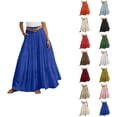 thumbnail image 1 of Maxi Linen Skirts for Women Summer Elastic High Waisted A Line Ruffle Boho Flowy Belted Long Skirt Beach Vacation Clothes, 1 of 6
