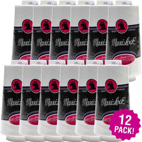Maxi-Lock Cone Thread 3,000yd - White, Multipack of 12