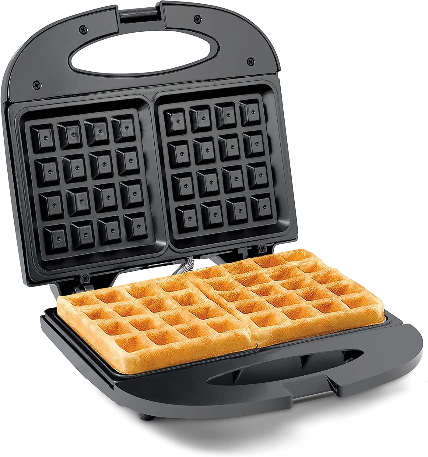 Maxi-Matic Electric Nonstick Belgian Waffle Iron Snack Maker Machine, Breakfast, Sandwiches, Compact & Portable, 2 Slice, Black