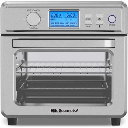 Maxi-Matic Elite Gourmet 21L Air Fryer, Stainless Steel - 1700 Watts, LCD Display, Multi-Function