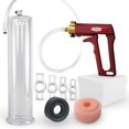 thumbnail image 1 of Maxi Red Handle Clear Hose | Penis Pump + Sleeve, Donut & Cock Rings | 12" x 2.75" Cylinder, 1 of 11