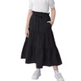 thumbnail image 1 of Maxi Ruffled Skorts for Girls Button Front High Waisted Long Skirt with Belt and Pocket, 1 of 5