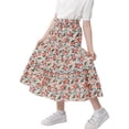 thumbnail image 1 of Maxi Ruffled Skorts for Girls Button Front High Waisted Long Skirt with Belt and Pocket, 1 of 5