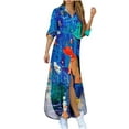 thumbnail image 1 of Maxi Shirt Dress for Womens Long Sleeve Button Down T Shirt Dress Casual Floral Maxi Dresses Loose Fit Blouse Dress, 1 of 5