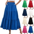 thumbnail image 1 of Maxi Skirt Womens Summer Casual Elegant Smock Layered Tiered High Waisted A Line Flowy Long Skirts with Pockets Blue L, 1 of 9