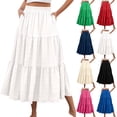 thumbnail image 1 of Maxi Skirt Womens Summer Casual Elegant Smock Layered Tiered High Waisted A Line Flowy Long Skirts with Pockets White XL, 1 of 9