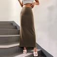 thumbnail image 1 of Maxi Skirt for Women Back Slit High Waist Casual Long Pencil Skirts Brown M, 1 of 7