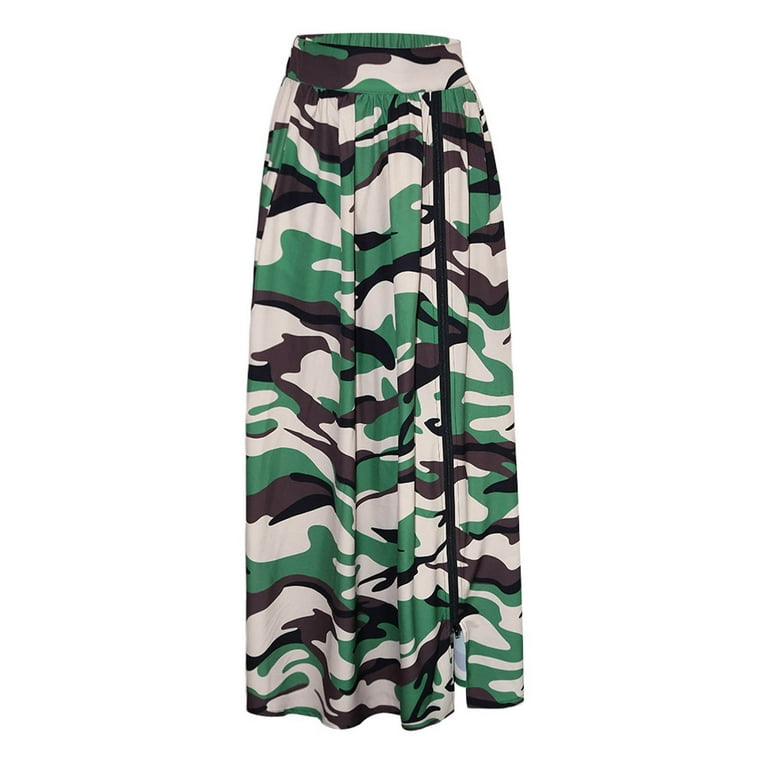 Camouflage maxi shop skirt with pockets