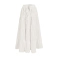 thumbnail image 1 of Maxi Skirts Cotton Linen Bohe Beach Flowy Long Skirt A-Line Elastic High Waist High Waisted Ruffle Tiered Summer Outfit, 1 of 5