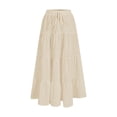 thumbnail image 1 of Maxi Skirts Cotton Linen Bohe Beach Flowy Long Skirt A-Line Elastic High Waist High Waisted Ruffle Tiered Summer Outfit, 1 of 5