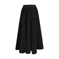 thumbnail image 1 of Maxi Skirts Cotton Linen Bohe Beach Flowy Long Skirt A-Line Elastic High Waist High Waisted Ruffle Tiered Summer Outfit, 1 of 5