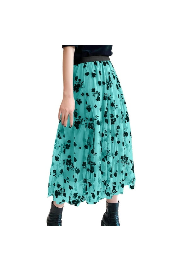 Maxi Skirts For Women Plus Size Spring Summer Elastic High Waist Long Mesh Pleated White Tennis Skirt Women