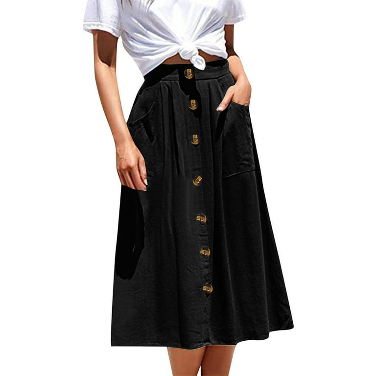 High waisted black maxi skirt with pockets online