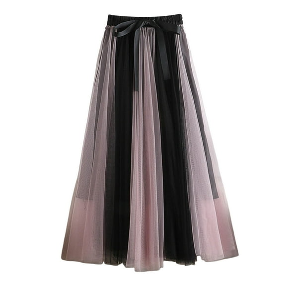 Maxi Skirts for Women A Line Tulle Party Dinner Tutu Skirt Stretchy High Waisted Flared Brown Skirt Black One Size