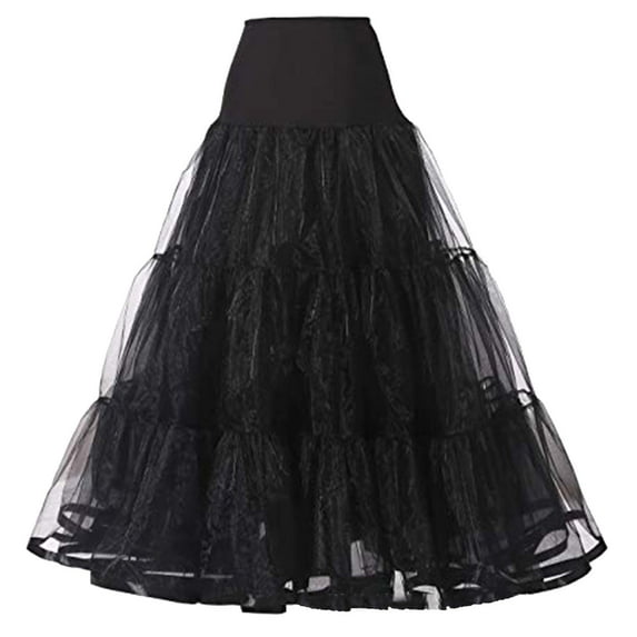 Maxi Skirts for Women Boneless A Hem Wedding Dress Long Petticoat Tutu Skirt Princess Summer Clothes for Women Black One Size