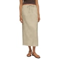 thumbnail image 1 of Maxi Skirts for Women Elastic High Waist Drawstring Ankle-Length Skirt with Side Slit Trendy Loose Fit Versatile Clothes for Casual Daily Khaki M, 1 of 5
