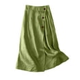 thumbnail image 1 of Maxi Skirts for Women, High Waist Linen A-Line Skirt, Button Front Wrap Style Flowy Midi Skirt Green M, 1 of 3