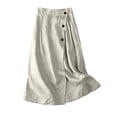 thumbnail image 1 of Maxi Skirts for Women, High Waist Linen A-Line Skirt, Button Front Wrap Style Flowy Midi Skirt White L, 1 of 3