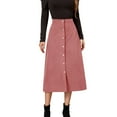 thumbnail image 1 of Maxi Skirts for Women Long Solid High Waist Corduroy Hip Wrap Breasted Slim Fit Solid Skirt Summer Clothes for Women Pink S, 1 of 4