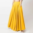 thumbnail image 1 of Maxi Skirts for Women Loose Casual Long Large Solid Color Pleated Skirt Elastic Waist Womens Bottoms Yellow S, 1 of 6