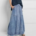 thumbnail image 1 of Maxi Skirts for Women Plus Size Casual High Waist Denim Skirt Loose A Line Womens Jean Skirt with Pockets Light Blue XL, 1 of 5