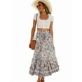 thumbnail image 1 of Maxi Skirts for Women Summer Boho Long Flowy Floral Elastic High Waist Skirt Casual Travel Skirt S, 1 of 10