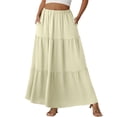 thumbnail image 1 of Maxi Skirts for Women Summer Elastic High Waist A-Line Flowy 3-Layer Tiered Ruffle Long Skirt with Pockets Yellow XL, 1 of 7