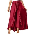 thumbnail image 1 of Maxi Skirts for Women Trendy High Waisted Long Skirts High Low Draped Skirt Ruffle Flared A-Line Split Front Skirts, 1 of 5