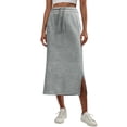 thumbnail image 1 of Maxi Skirts for Womens High Waist Trendy Drawstring Side Slit Skirts with Pockets Gray S, 1 of 8