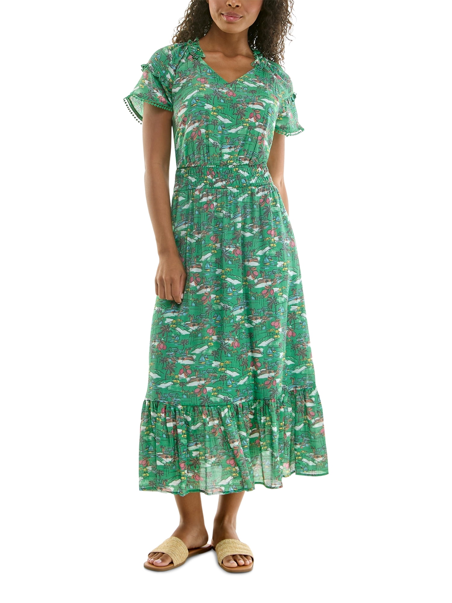 Nanette Lepore Women's Maxi Slub Dress With Bottom Fringe, Sizes XS-XXXL