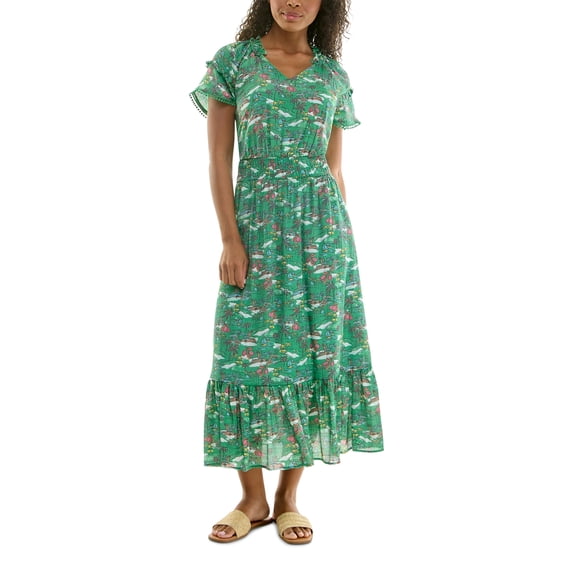 Nanette Lepore Women's Maxi Slub Dress With Bottom Fringe, Sizes XS-XXXL