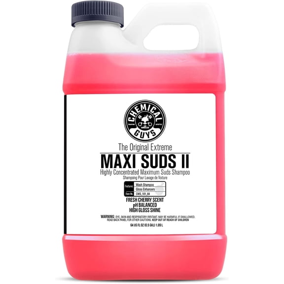 Maxi Suds II Foaming Car ash Soap High Foam Car ash Soap, Cherry Scent Shampoo and Gloss Booster for Foam Cannons, Guns or Buckets Gentle, Safe for Trucks, SUVs, and RVs, 64 oz