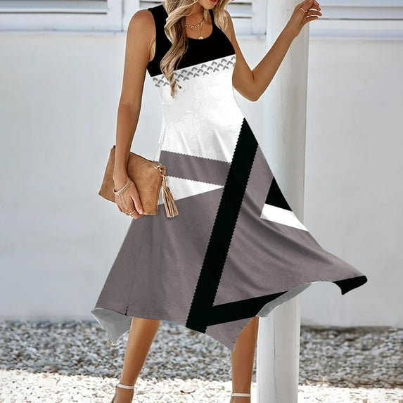 Maxi Summer Dresses for Women 2025 Vacation Trendy,Beach Dresses for Women ,Women's Casual Summer Dress Sleeveless Sundress Hankerchief Hem Maxi Tank Dresses Beach Dress With Pockets