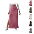 thumbnail image 1 of Maxi Sweater Skirt for Women High Waisted Ribbed Knit Side Slit Straight Dressy Casual Long Pencil Skirts, 1 of 9