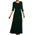 thumbnail image 1 of Maxi Velvet Dress for Women 3/4 Sleeve Long Flowy A-Line Deesses Elegant Casual Solid Color Fall Winter Party Dress, 1 of 4