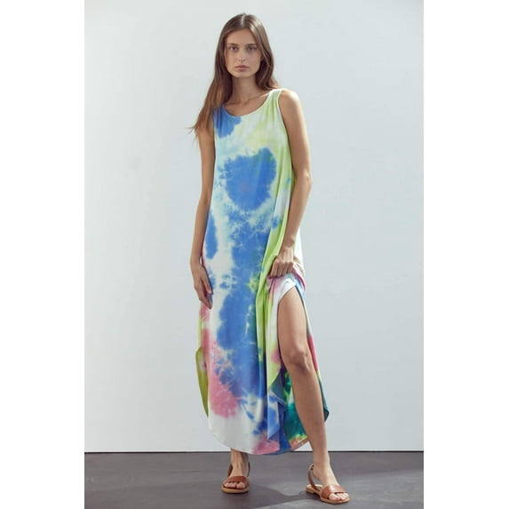 Maxi dress sleeveless crew neck maxi dress