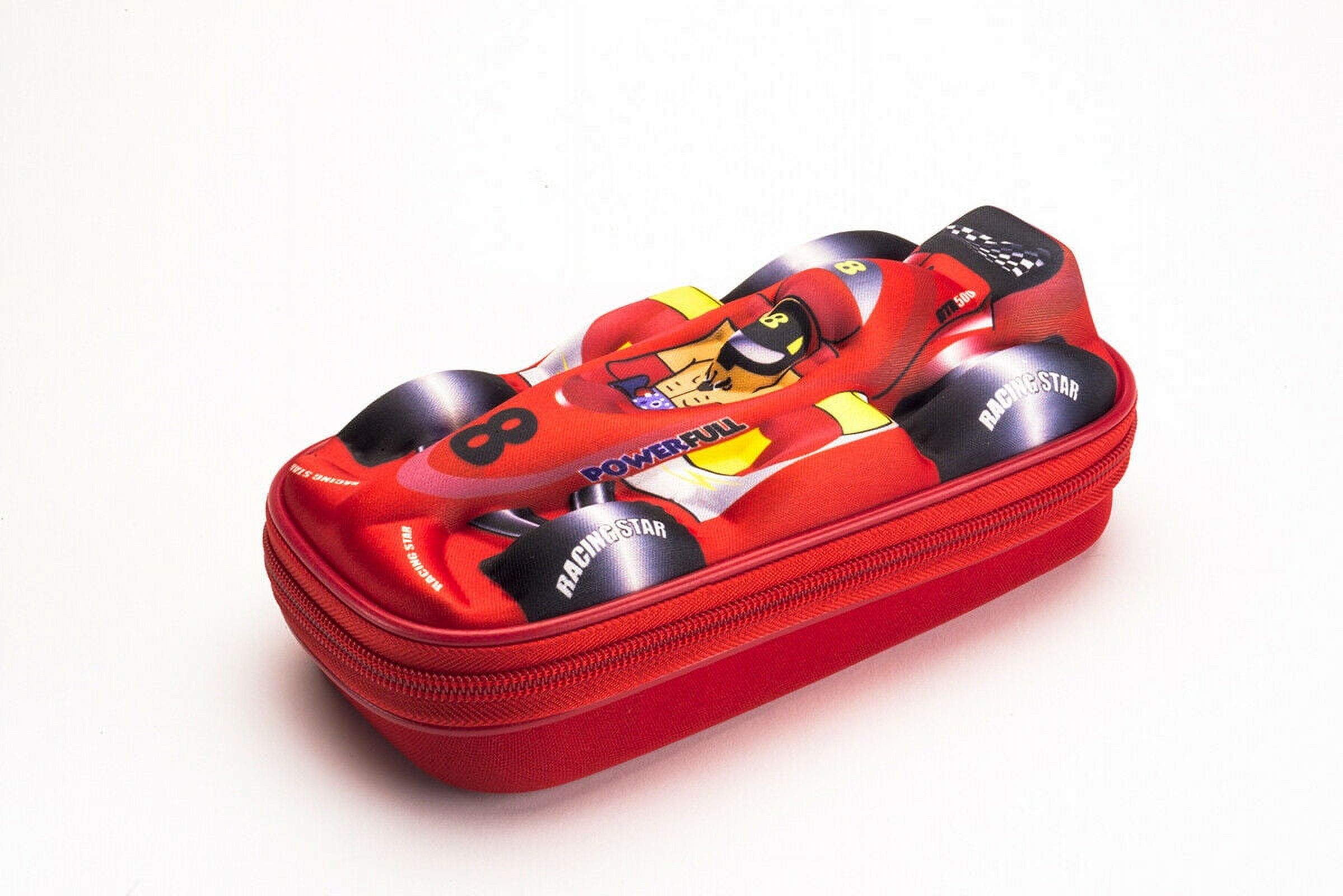 Maxi's Design Race Car Shaped Pencil Case for Boys with Zipper, Red 