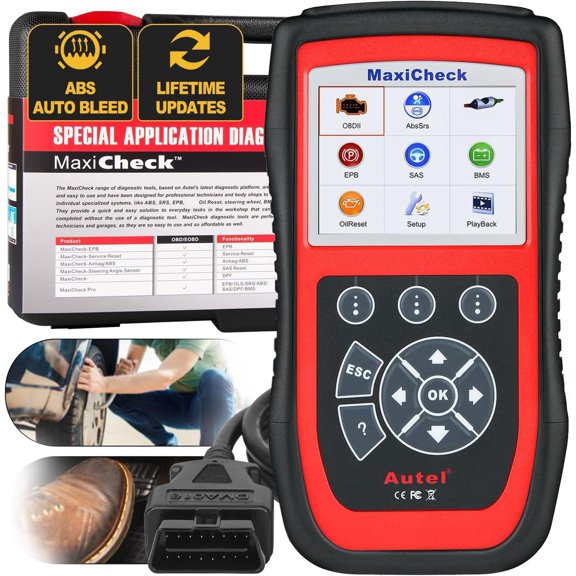 MaxiCheck PRO Auto Bleed Scan Tool for ABS Brake Bleeding, OBD2 ABS SRS Diagnostic Scanner, Oil Reset, BMS, EPB, Airbag, SAS Services for Specific Vehicles Up to 2015, Lifetime Free Updates
