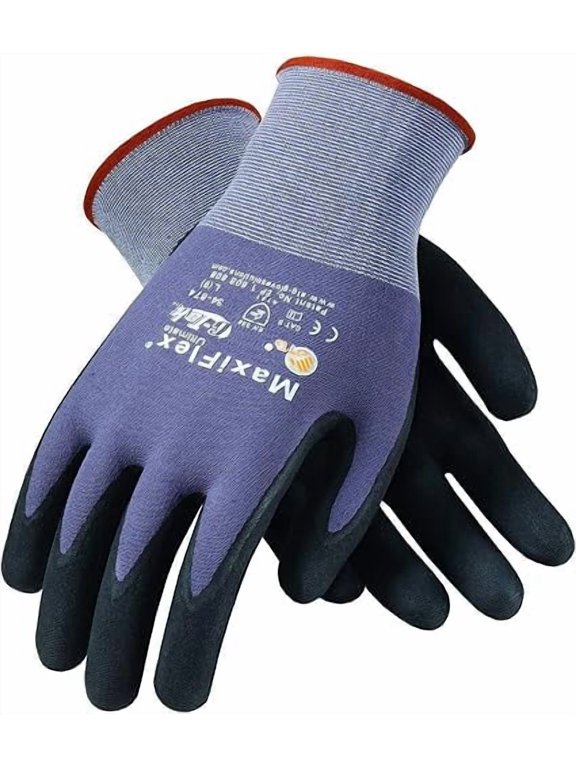 MaxiFlex 34-874 Maximum Breathability Comfort and Durability-Handling Nitrile Coated Gloves, Black