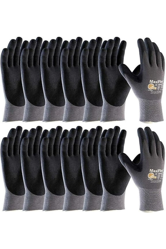 PIP 34-874/L Maxi Flex Ultimate 34874 Foam Nitrile Palm Coated Gloves, Gray, Large (Pack of 12)