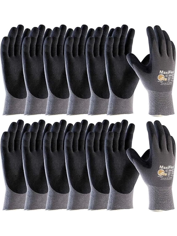 PIP 34-874/L Maxi Flex Ultimate 34874 Foam Nitrile Palm Coated Gloves, Gray, Large (Pack of 12)