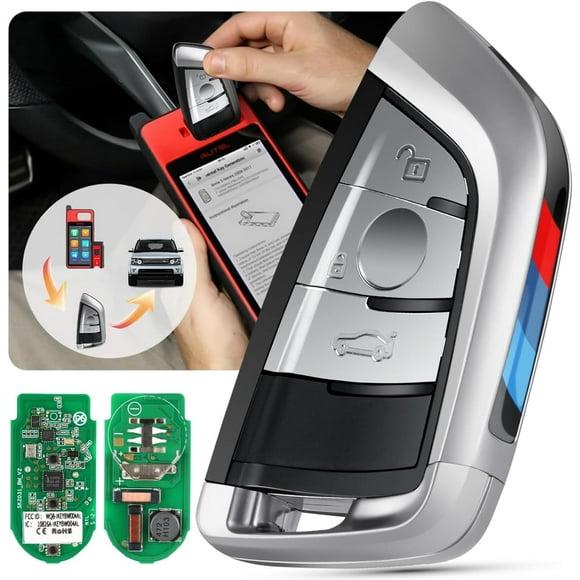 MaxiIM Programmable Blank Key, IKEYBW003AL, 2025 OE-Quality Blank Fob Replacement for BMW, 3 Buttons, 130FT/ 40M Remote, Dual-Band, Work with Autel Scan Tool KM100 IM508S IM608 PRO II