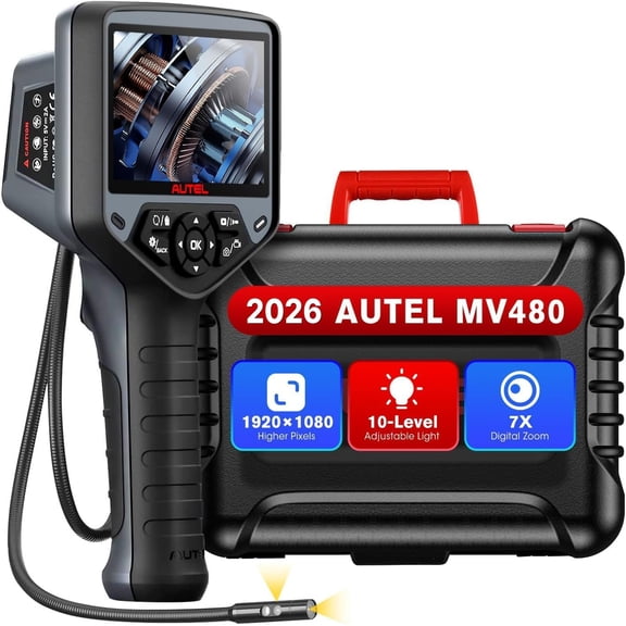 MaxiVideo MV480 Inspection Camera, 1080P HD Industrial Endoscope with Light, Dual Cameras, 10-Level Adjustable LED, 7X Zoom, Snake Borescope Audio Annotation, 360Rotation, Up of MV460